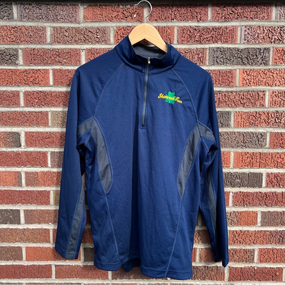 Ultra Club Cool & Dry Navy Blue and Gray 1/4 Zip Up Athletic Jacket